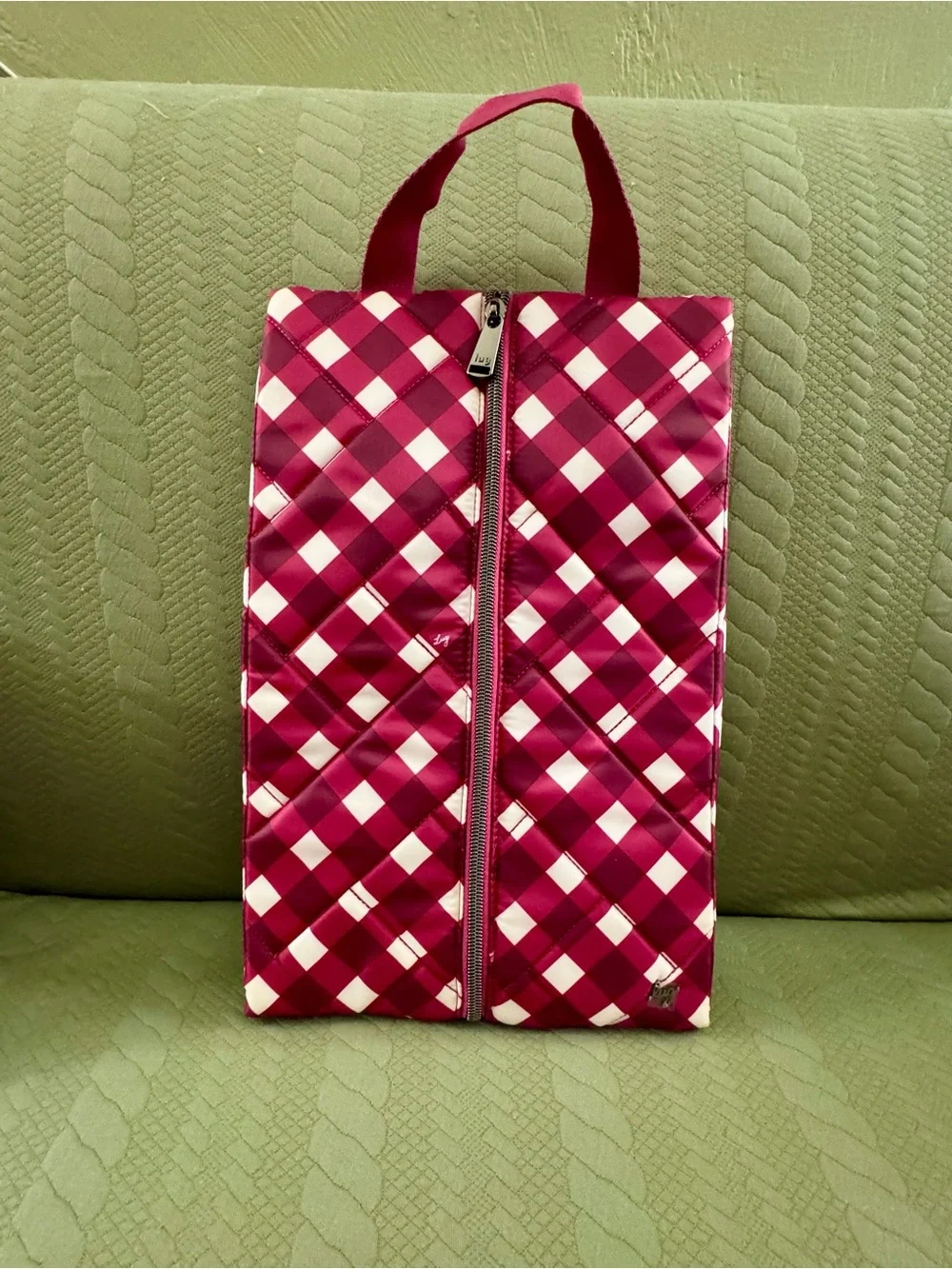 Lug Tuck Hot Iron Pouch Gingham Berry NWOT
